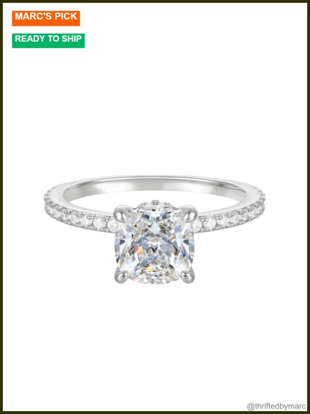 14K Gold Engagement Ring Cushion Brilliance Cut Cubic Zirconia Promise Ring